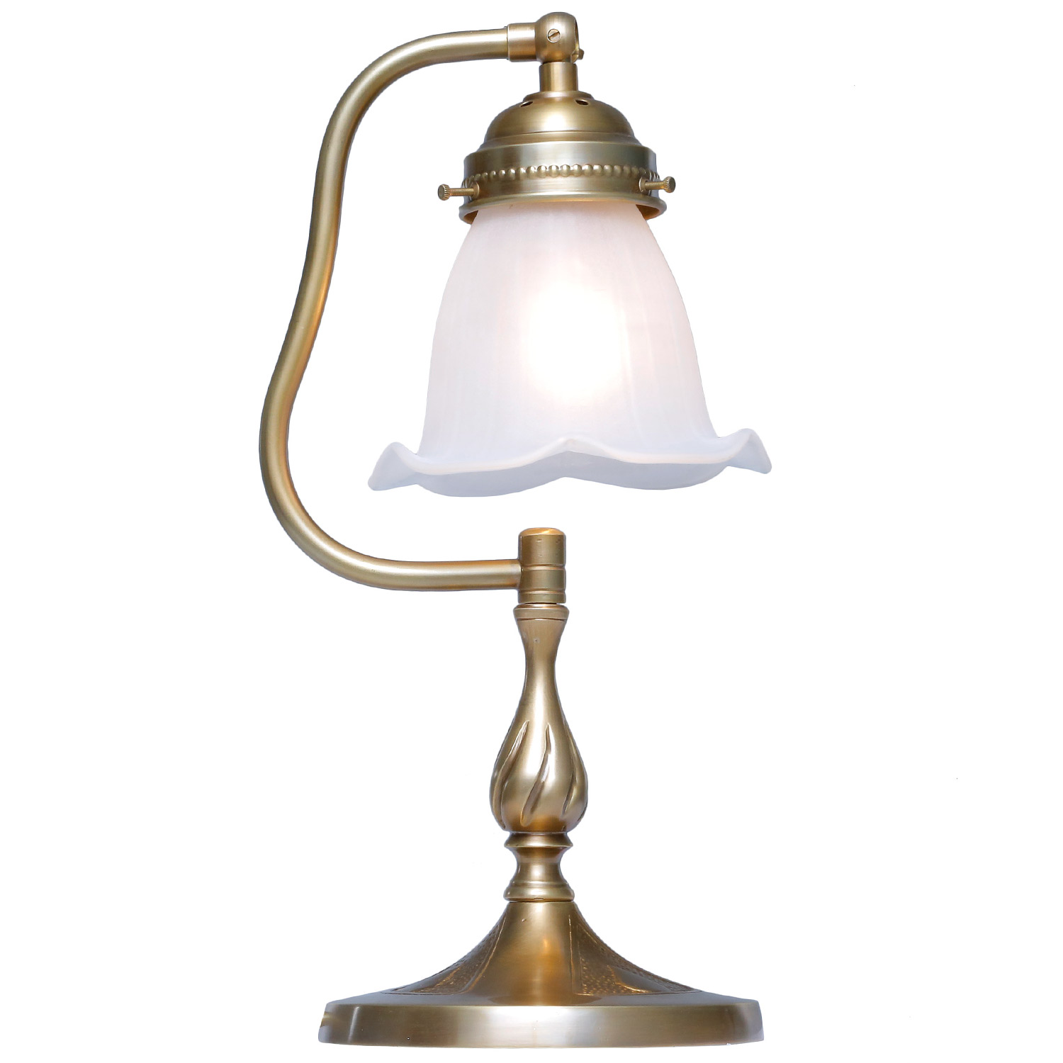 Kleine Jugendstil-Tischleuchte mit verstellbarem Glas, 34 cm