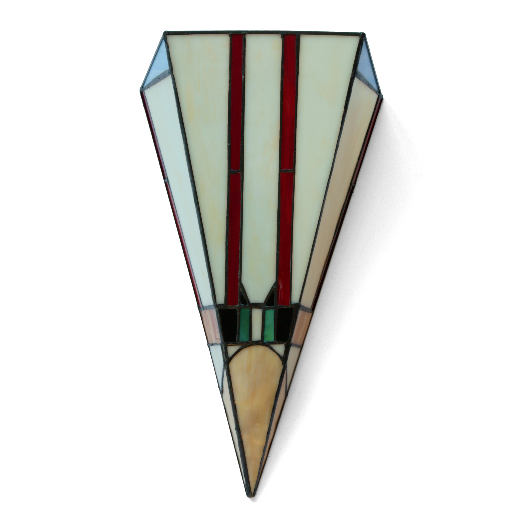 Art Déco-Wandleuchte mit spitzem Tiffany-Glasschirm