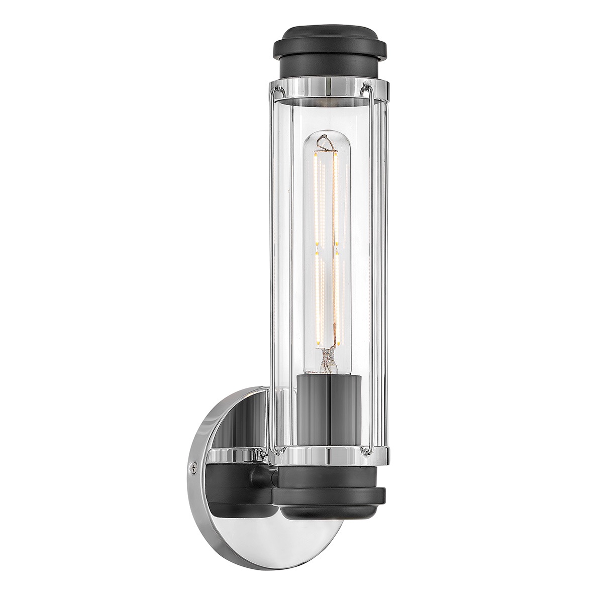 Maritime Masthead Tubular Wall Light, Black and Chrome