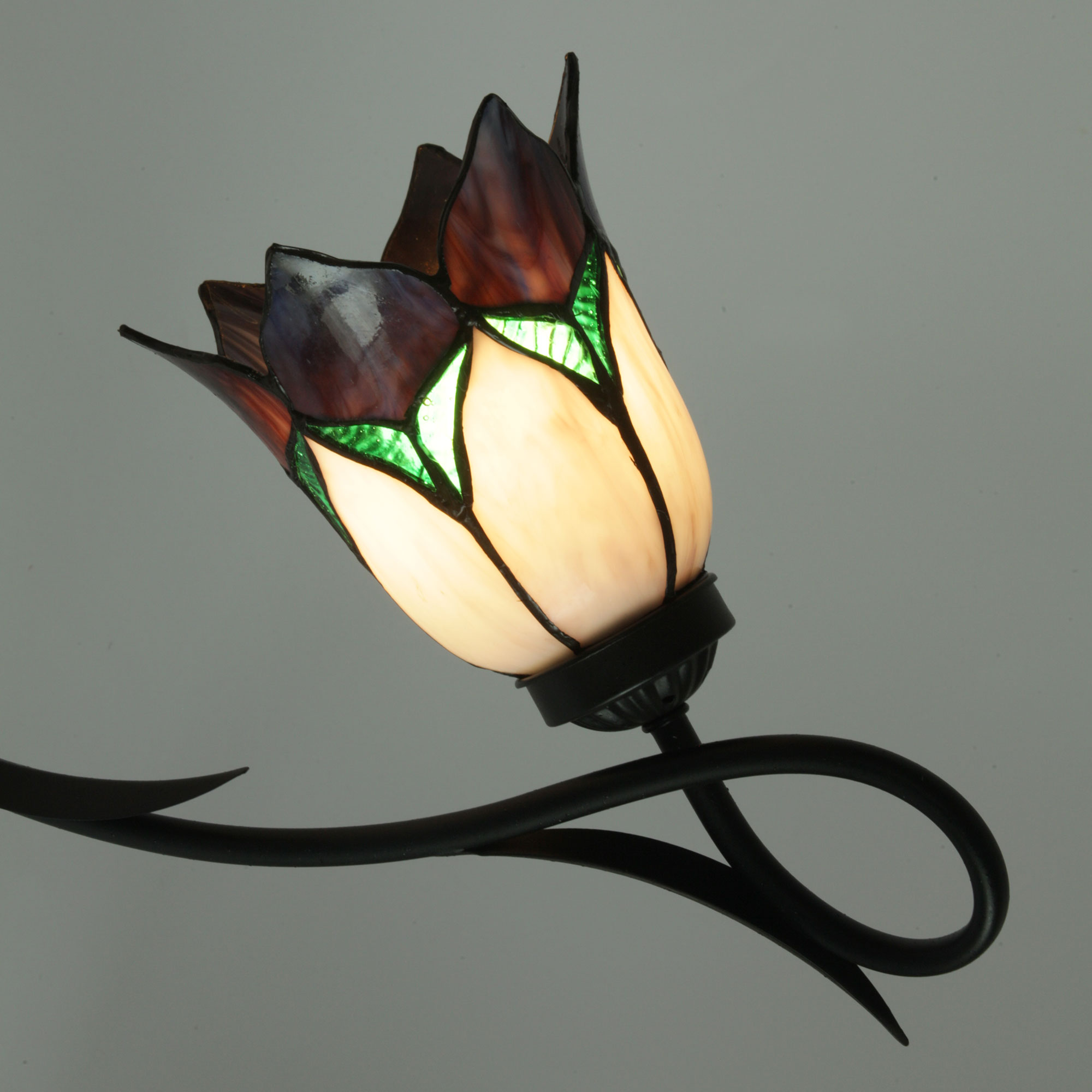 Two-armed Tiffany wall light with purple flower shades, Fig. 2