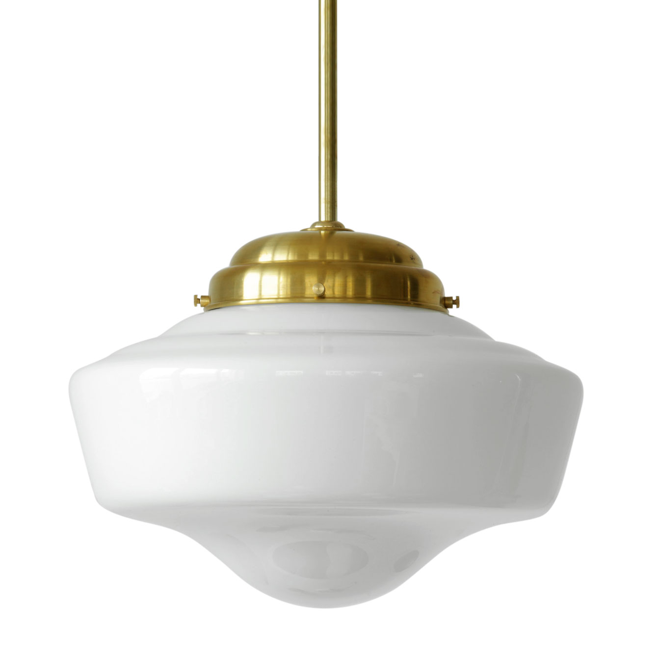 Art Déco Pendant Lamp with Curved Opal Glass