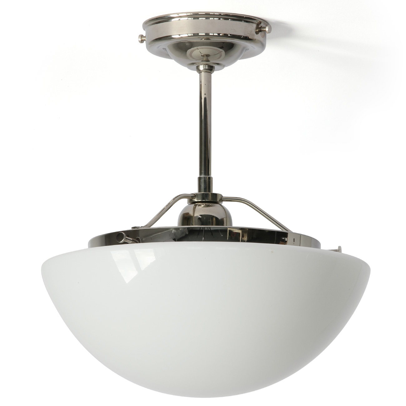Timeless, elegant ceiling light made of nickel-plated brass