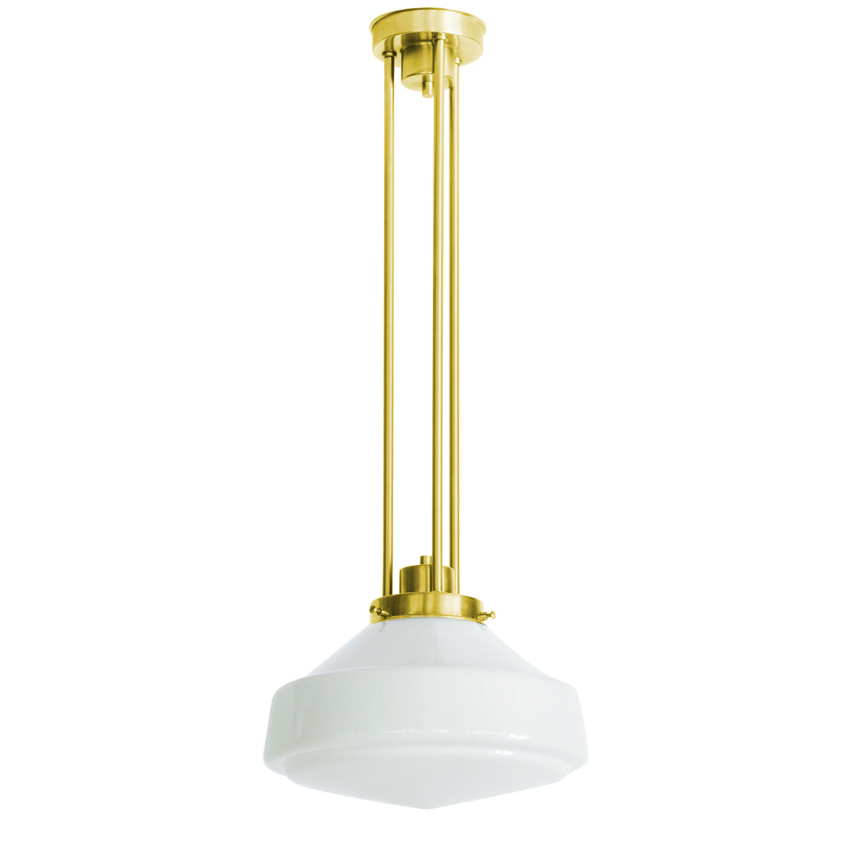 Three-rod pendant lamp with large opal glass