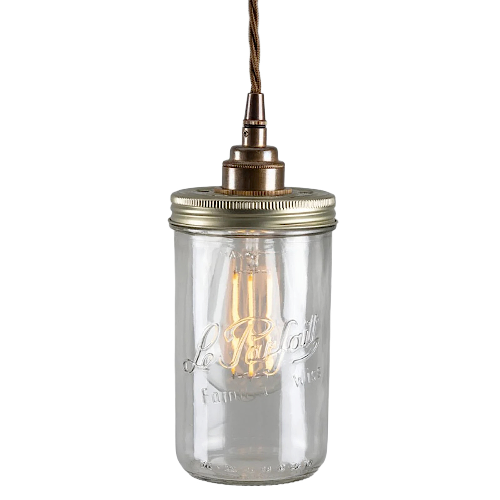 Shabby-Style Pendant Lamp with Jam Jar Shade