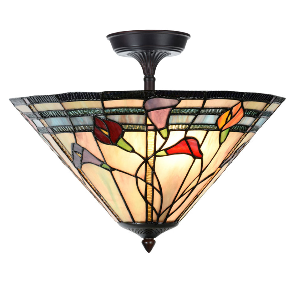 Buntglas-Deckenleuchte mit Blumenmotiv Ø 40 cm