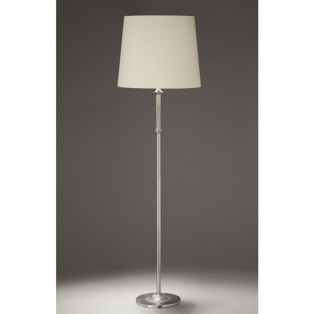 Bronze cast floor light OSCAR with fabric shade