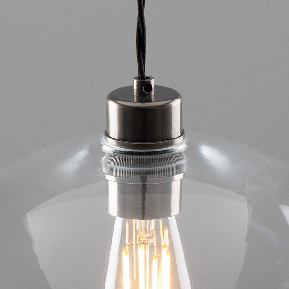 Timeless Glass Pendant Lamp with Fish Bowl Sphere, Ø 25/35 cm: Messing alt-silbern patiniert