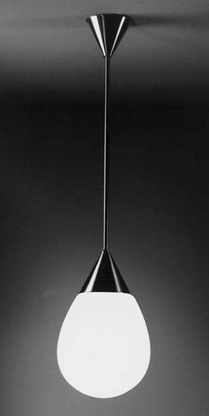 Pendant lamp with large teardrop opal glass