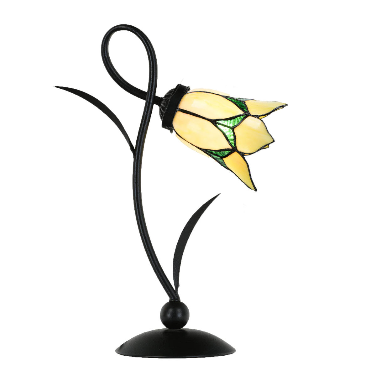 Tiffany-Tischleuchte mit gelbem Blütenschirm