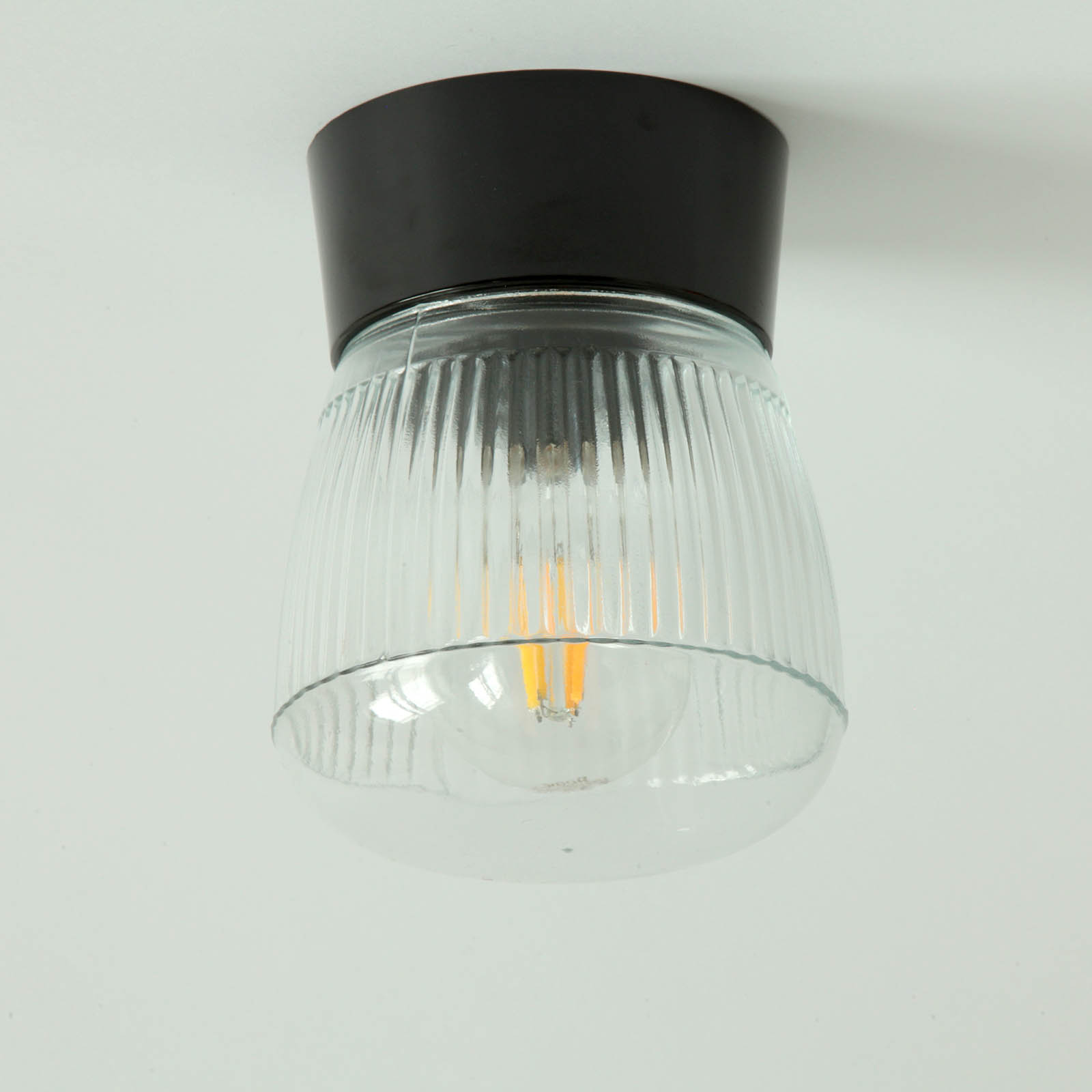 Bakelite Base Ceiling Light with Grooved Pressed Glass Shade, Fig. 3