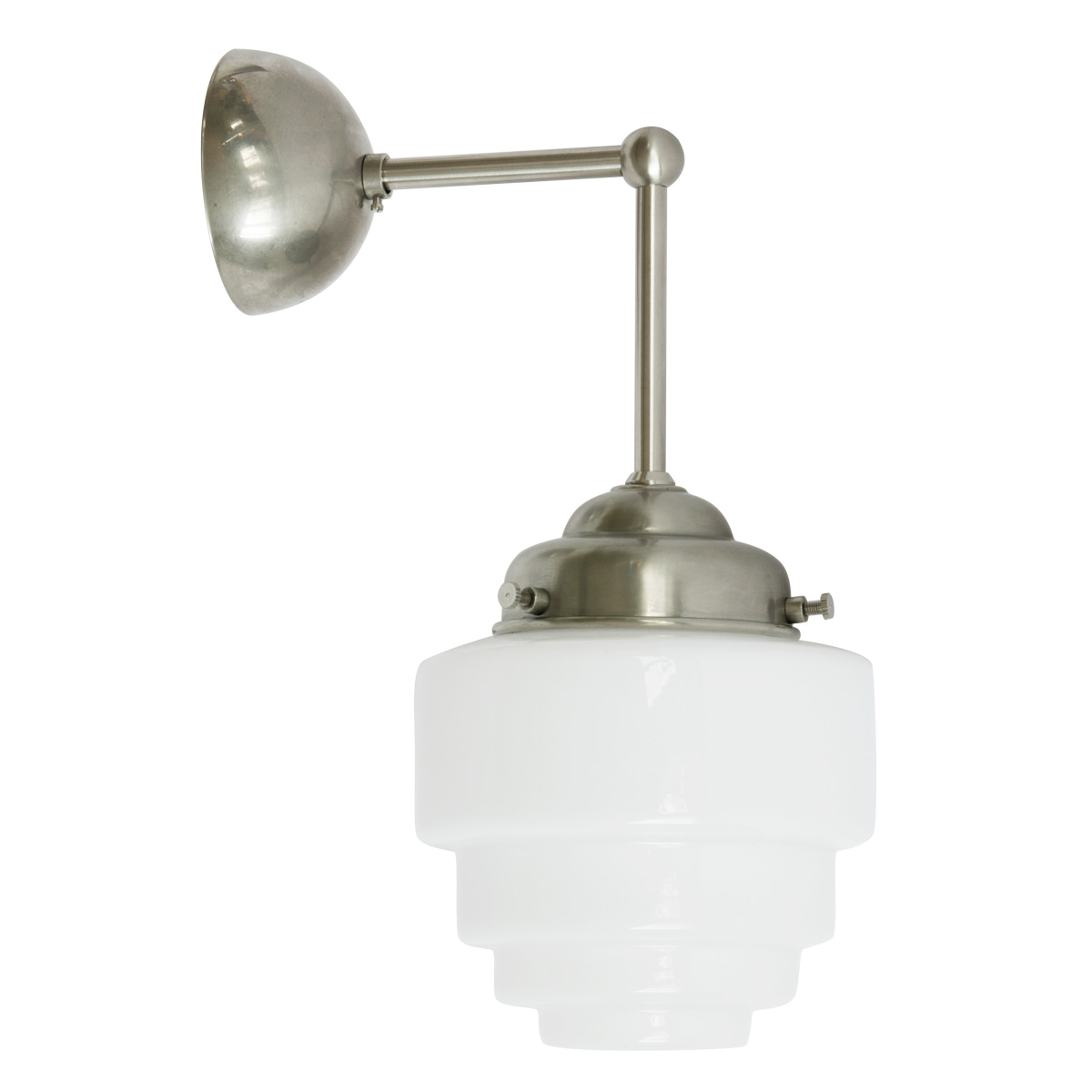 Art déco-Wandleuchte mit abgewinkeltem Arm und Opalglas