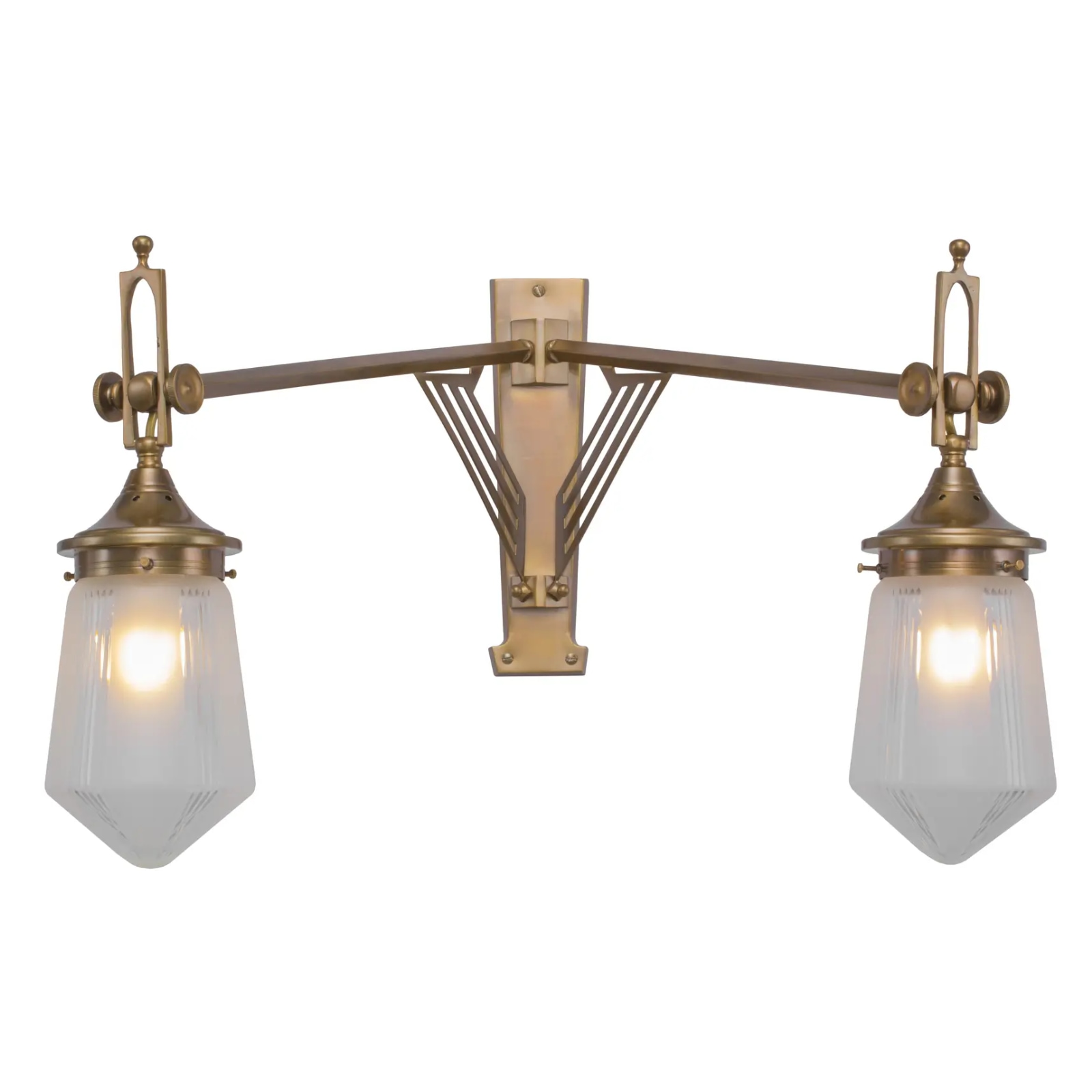 Ausladende Jugendstil-Wandleuchte mit zwei Armen