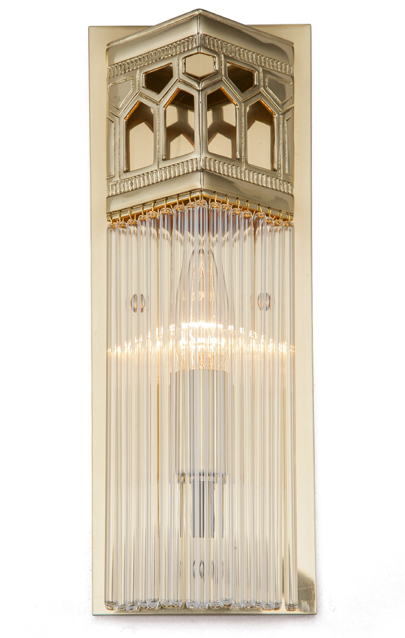 Art Deco wall light with crystal tube hangings CHARLOTTE
