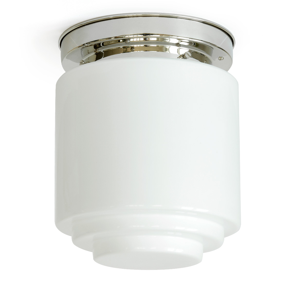 Deckenleuchte mit schlankem gestuften Opal-Zylinderglas Ø 16/22 cm