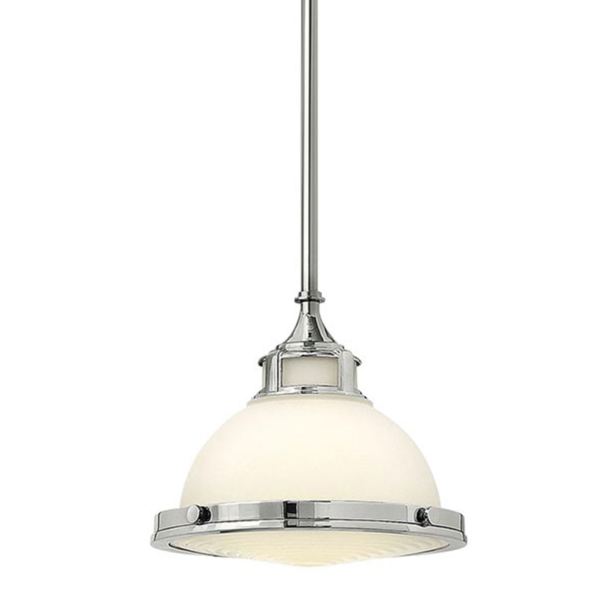 Kleine Pendelleuchte mit Opalglas im Hamptons/Cottage-Stil