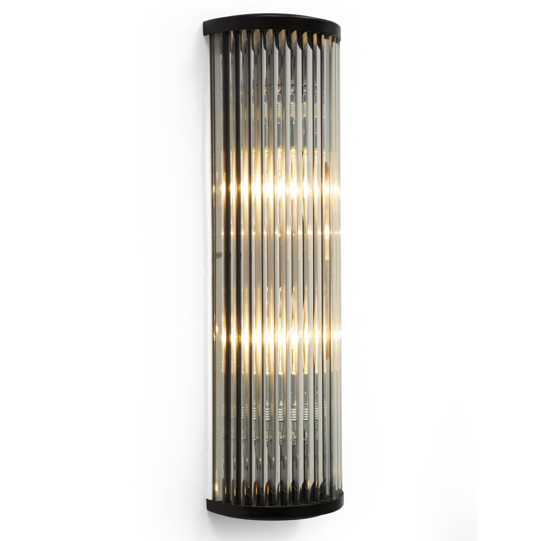 Tall Semicircular Art Deco Wall Light, Steel w/ Crystal Rods, 40/64 cm