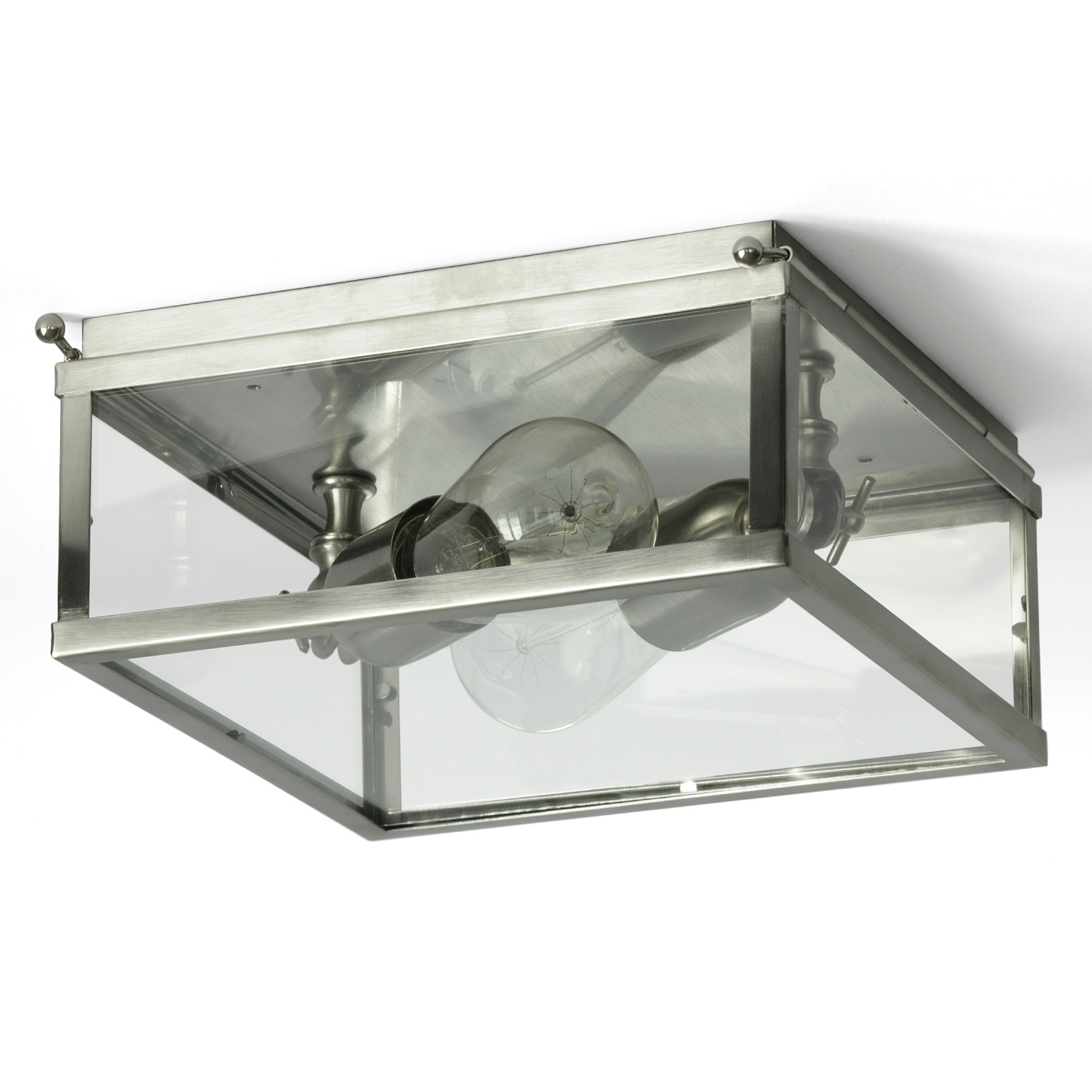 Glass Glazed Box Ceiling Light with Two Bulbs, 25 cm