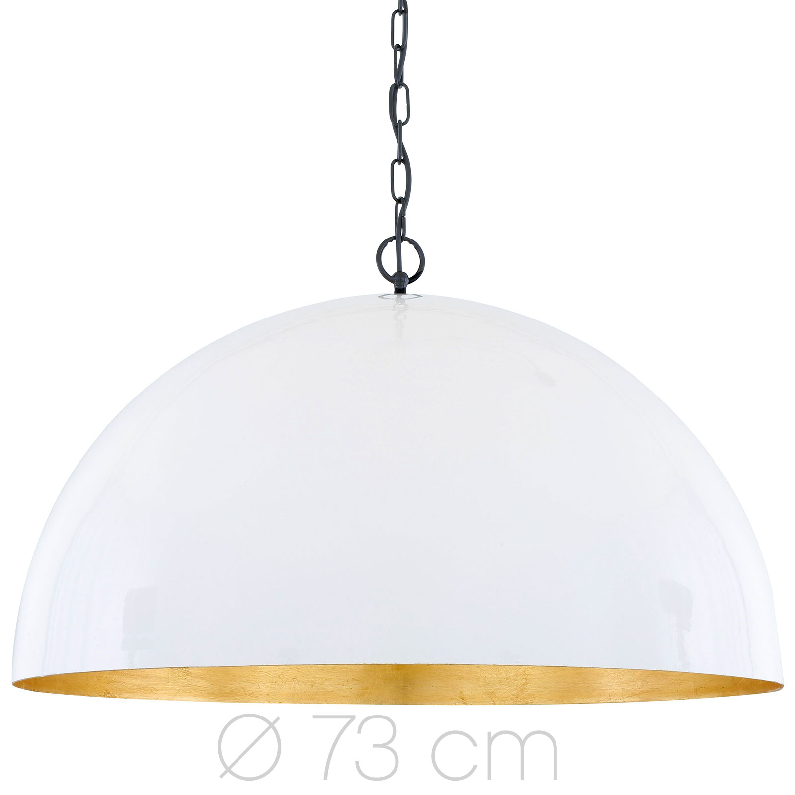 Große Halbkugel-Hängelampe mit Blattgold-Innenseite, Ø 73 cm