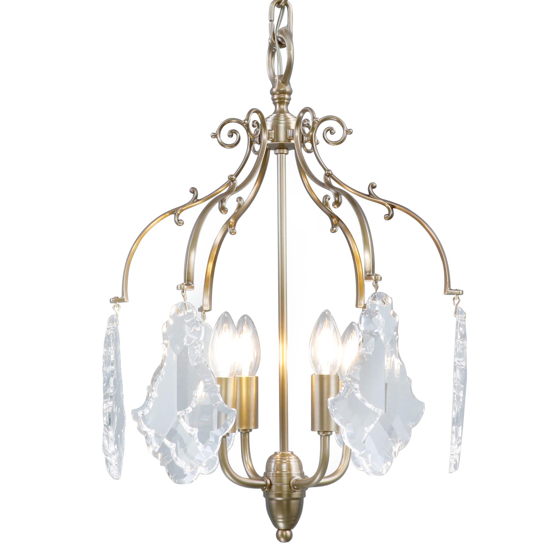 Playful, Small Crystal Chandelier with Four Flames