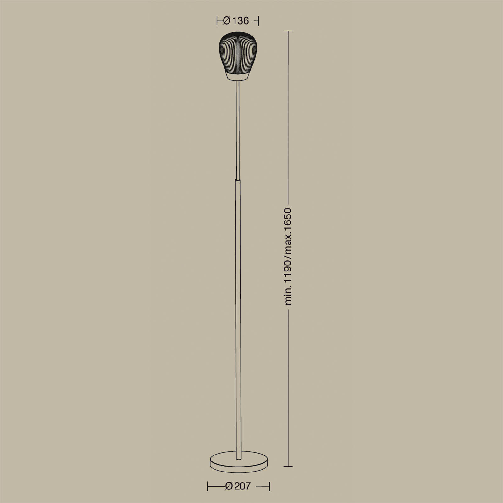 Height Adjustable Floor Lamp PLISSEE S with Pleated Glass Shade, Fig. 11