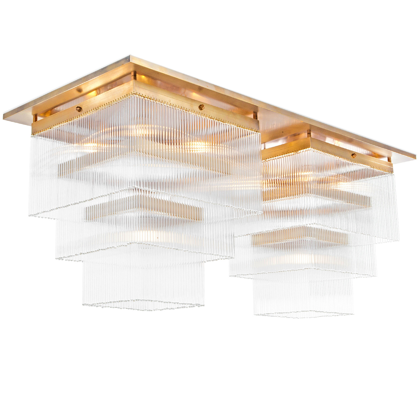 Double ceiling light with three-row crystal rod hanging MONAC 100 x 50 cm