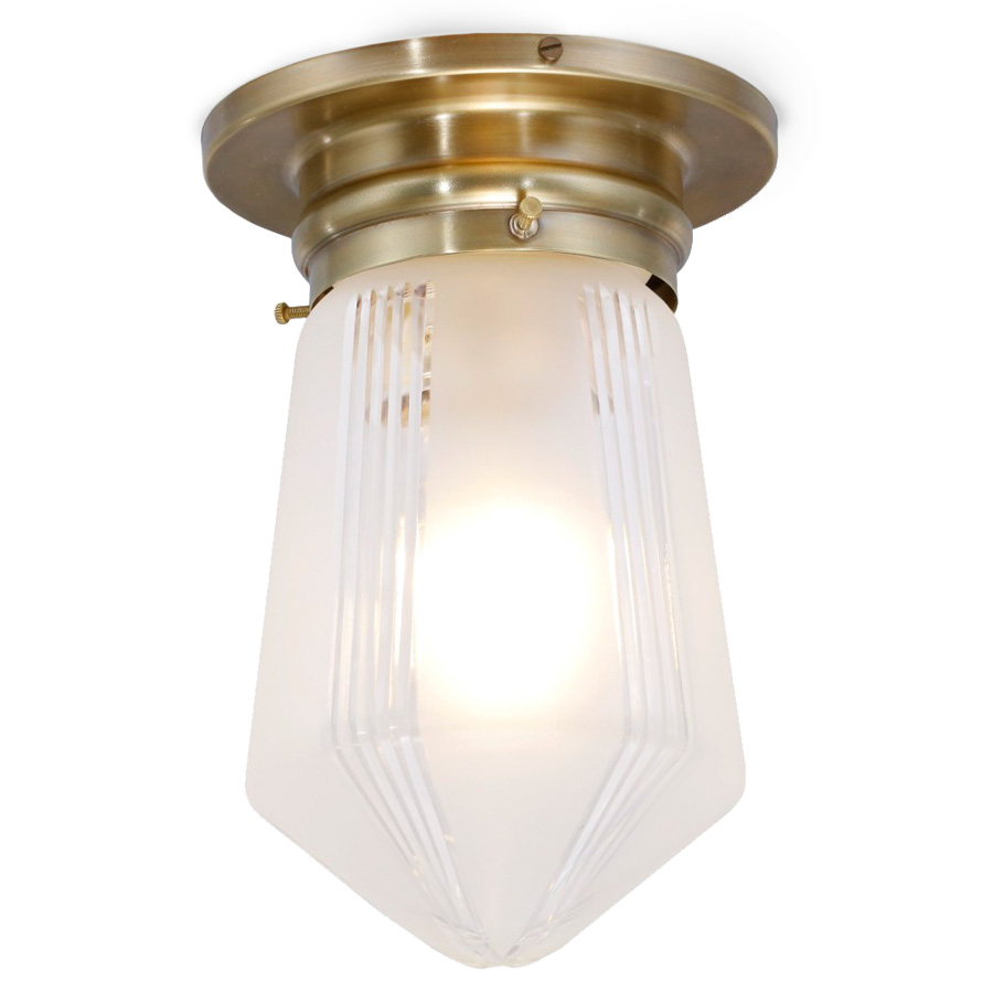 Einfache Art déco-Deckenleuchte mit geschliffenem Glas Ø 14 cm