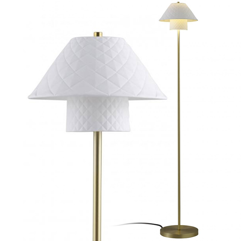 Elegant floor lamp with filigree porcelain shade OXFORD