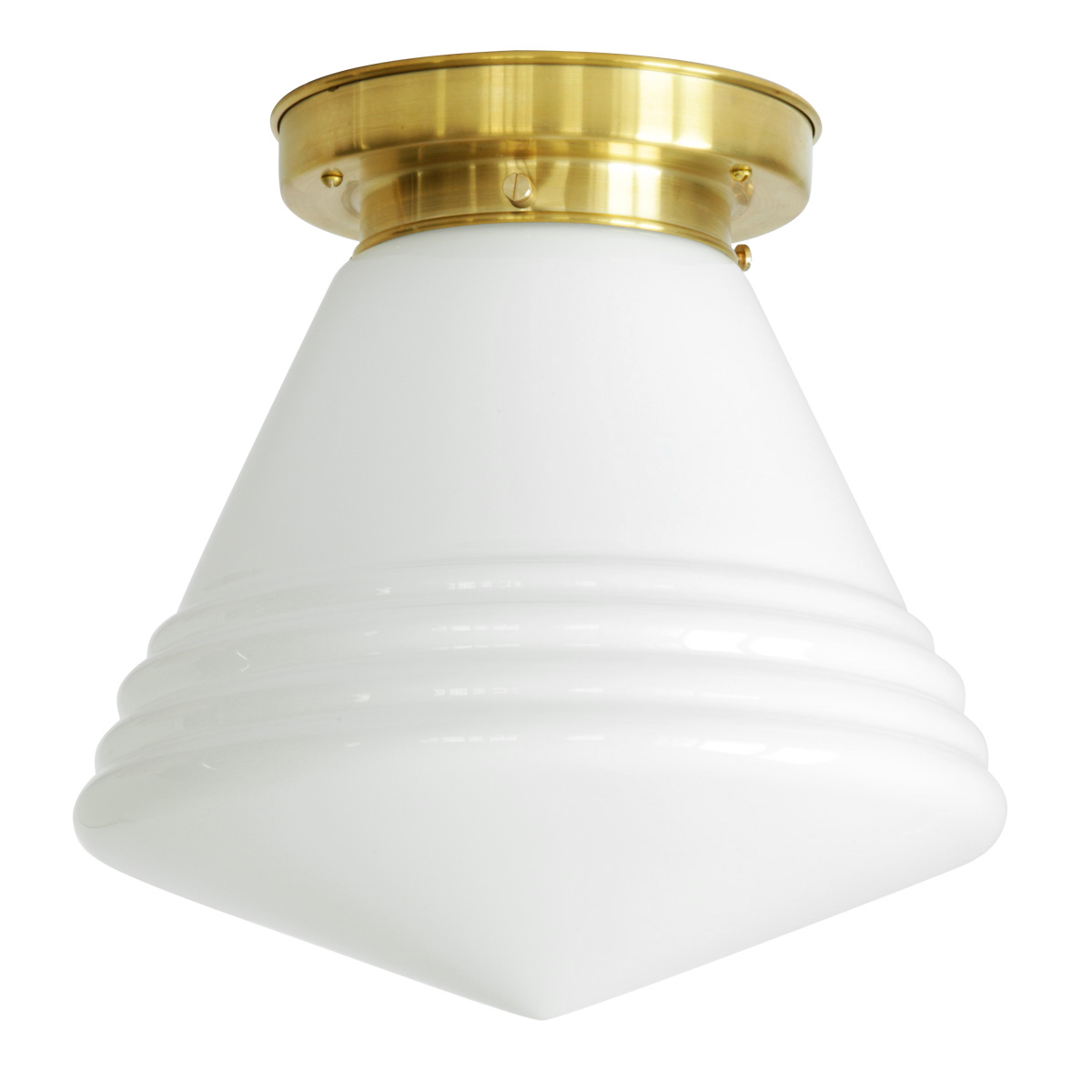 Deckenleuchte mit spitzem Glas und gestufter Halterung Ø 26 cm