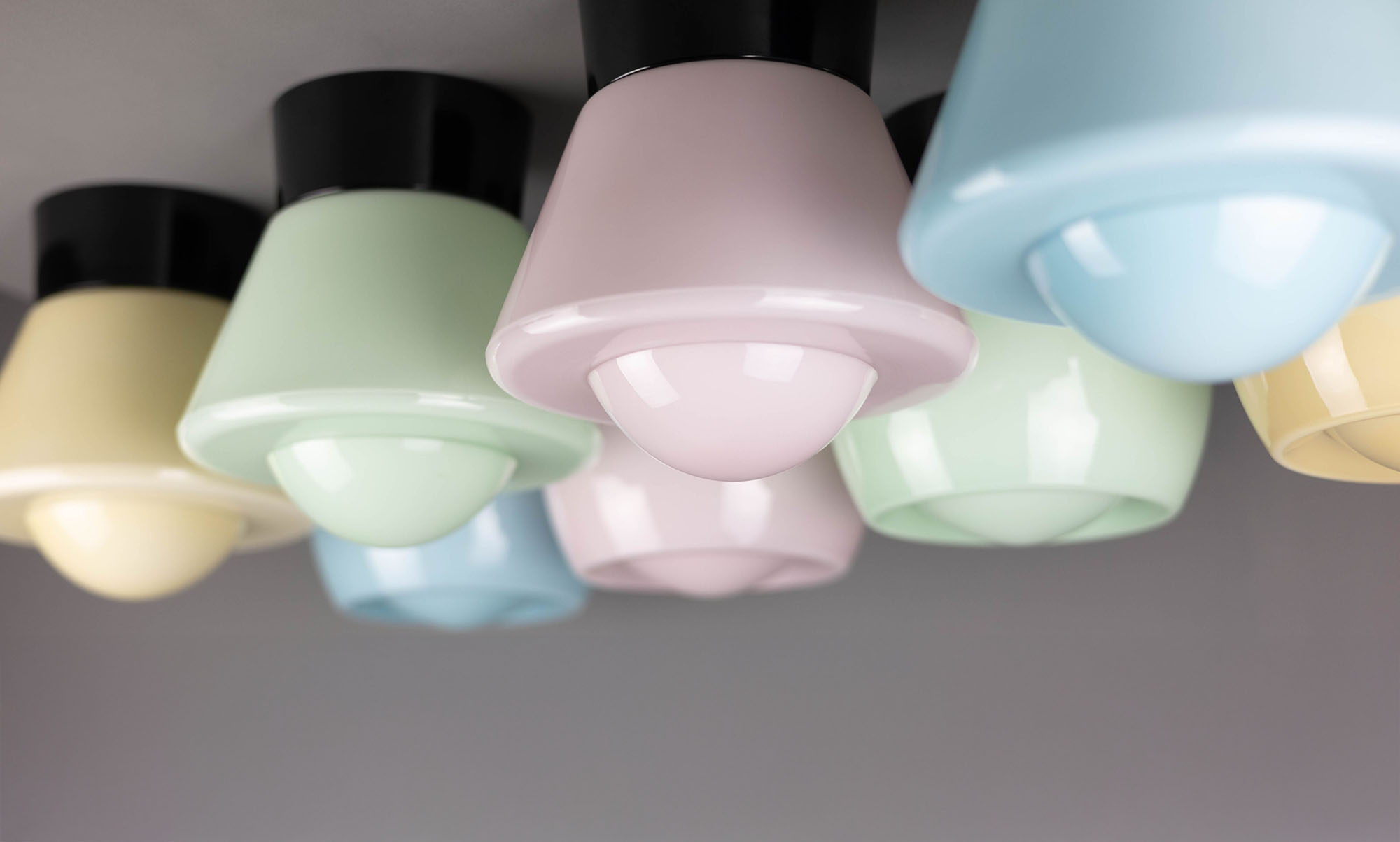 Pastel Glass Ceiling Light with Bakelite Base KOMET, Various Colours, Fig. 10