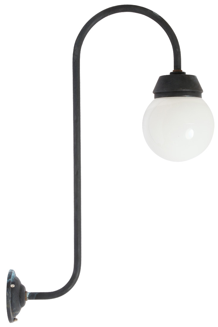 Glaskugel-Wandleuchte mit senkrechtem Bogen-Wandarm