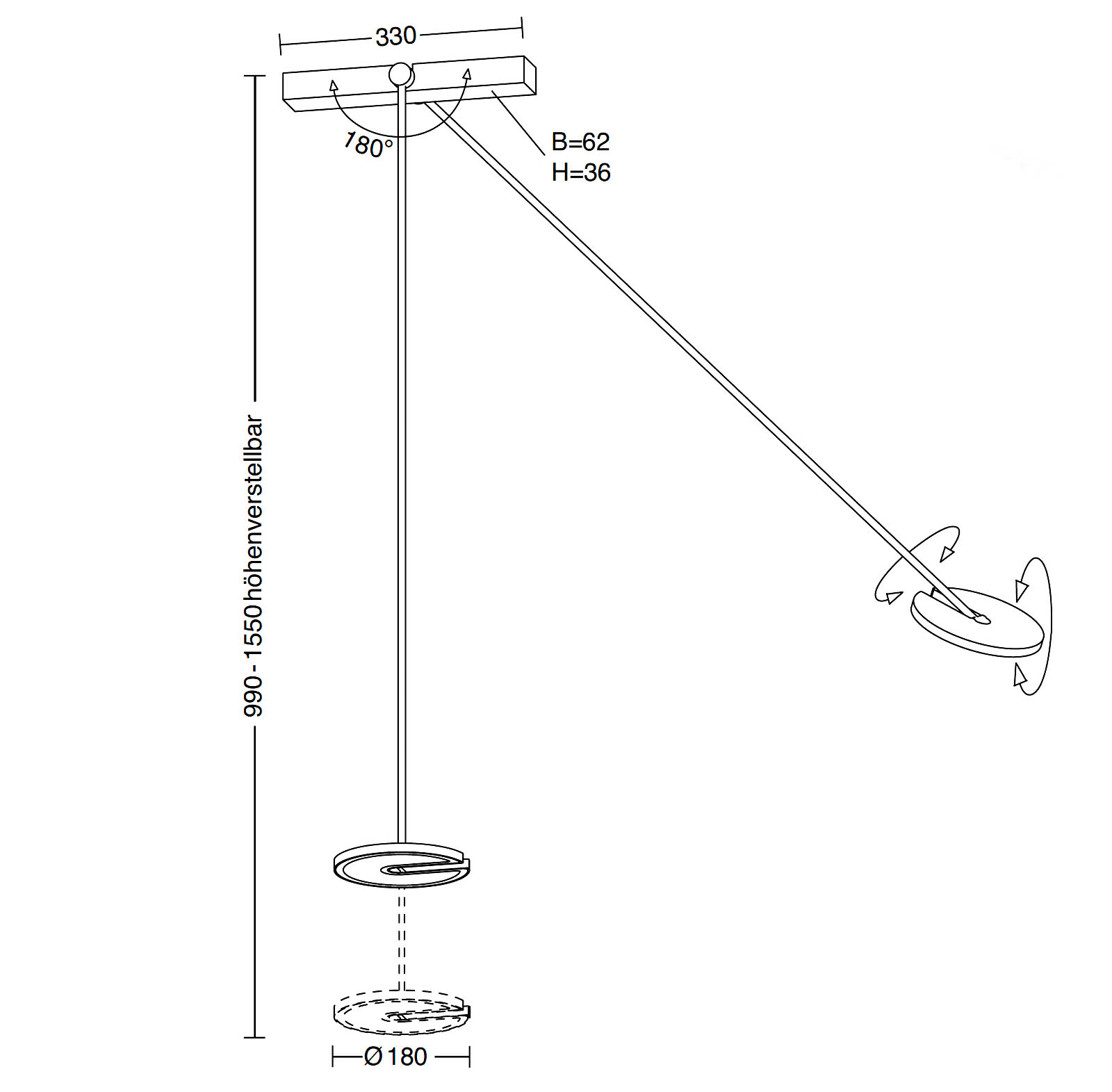 Bright Ceiling Light With Two Adjustable Arms JANUS H, Fig. 10