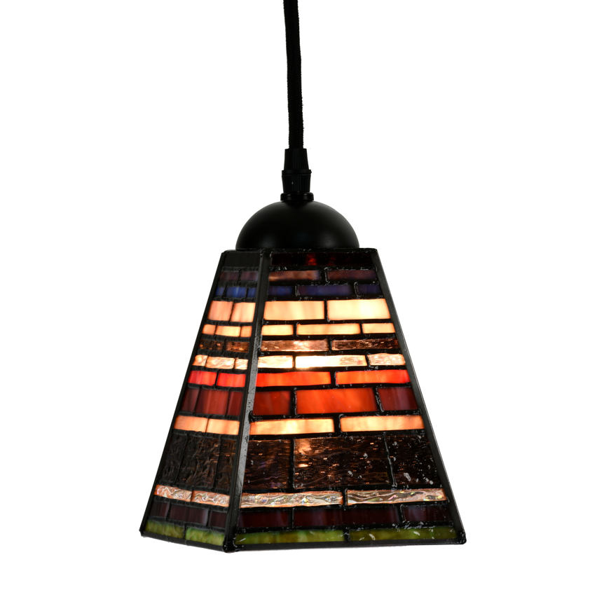 Small Tiffany pendant light with multicolor shade