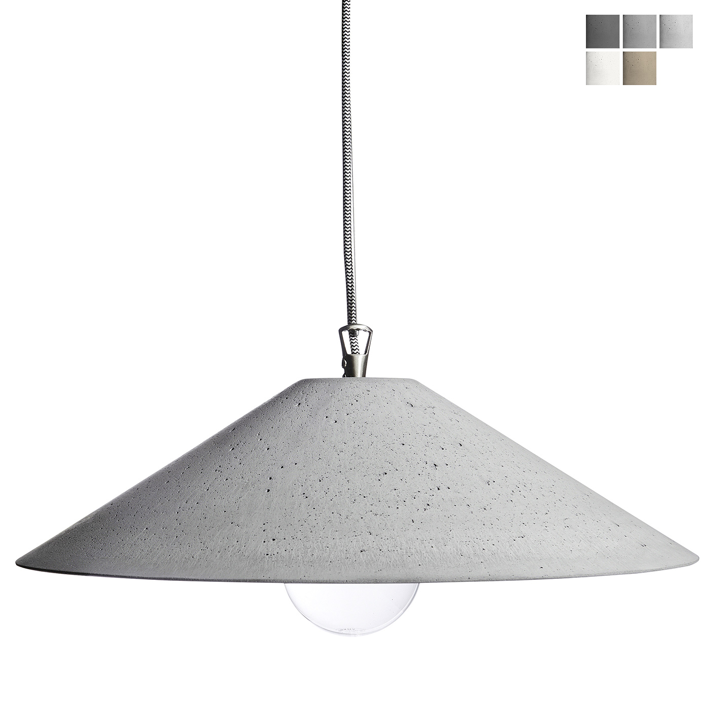 Flache Beton-Hängelampe mit Kegelschirm Ø 45 cm