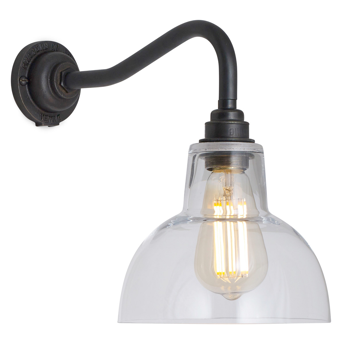 Guss-Arm-Wandleuchte mit Glasschirm YORK