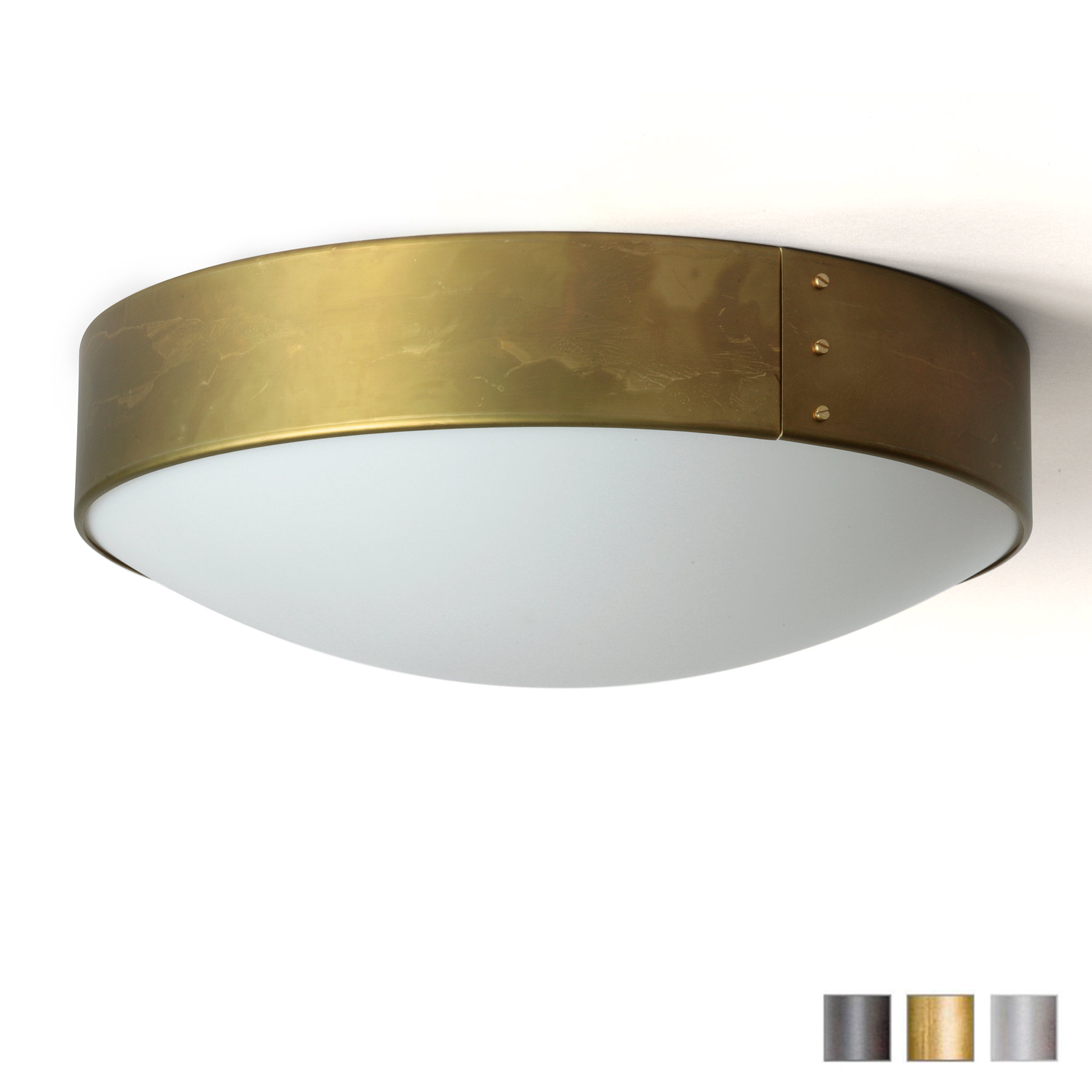 Große Deckenleuchte aus Schweden mit Messing-Ring, Ø 45/55 cm