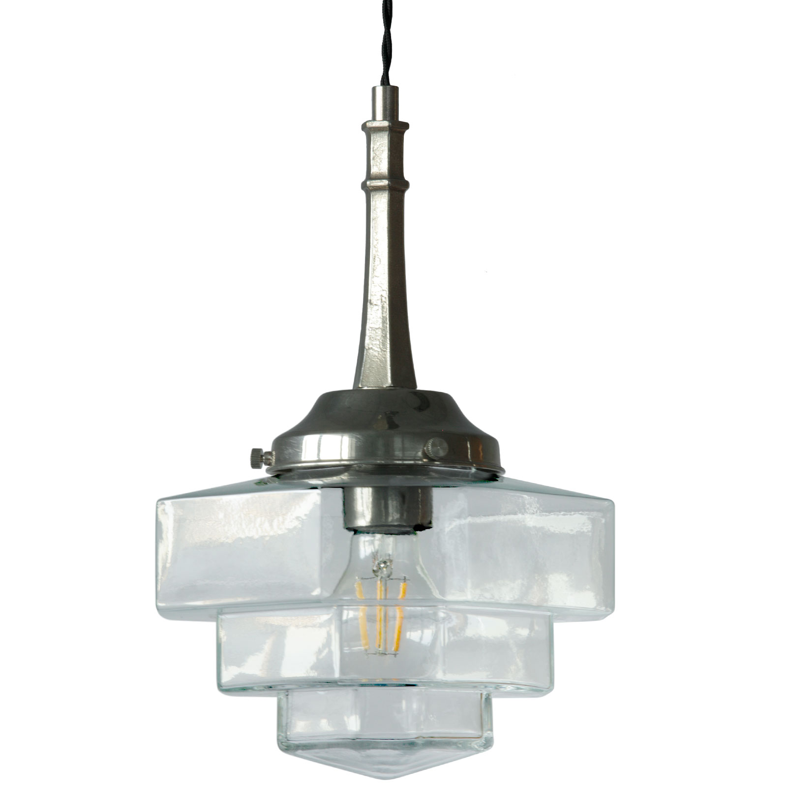 Nostalgic Pendant Lamp from Ireland with Octagonal Glass Shade