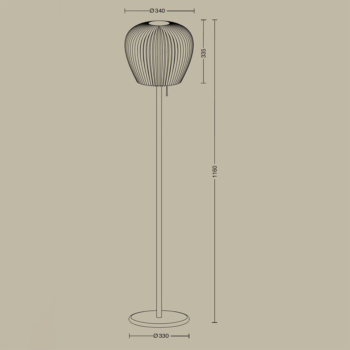 Moderne Stehleuchte LIV S mit plissiertem Glasschirm, Bild 6