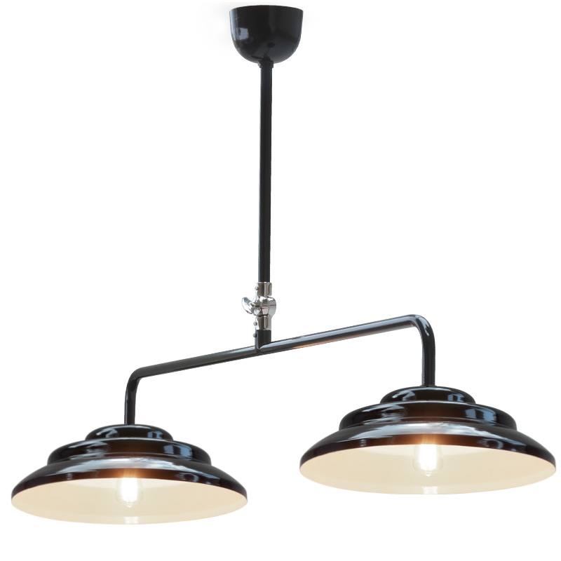 ART DÉCO II Doppel-Pendelleuchte mit flachen Blechschirmen