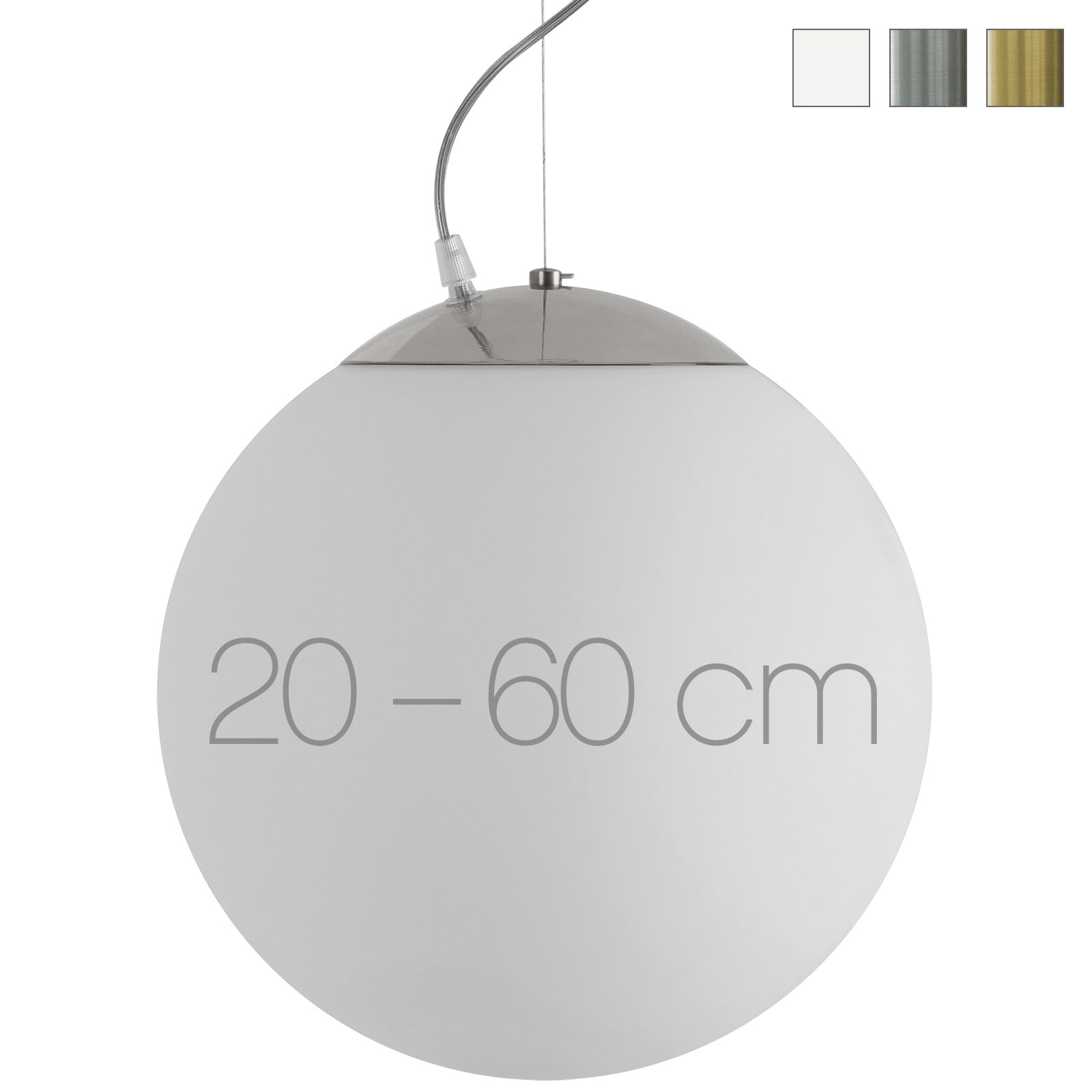 Kugel-Pendelleuchte ADRIANA mit Stahlseil Ø 20–60 cm