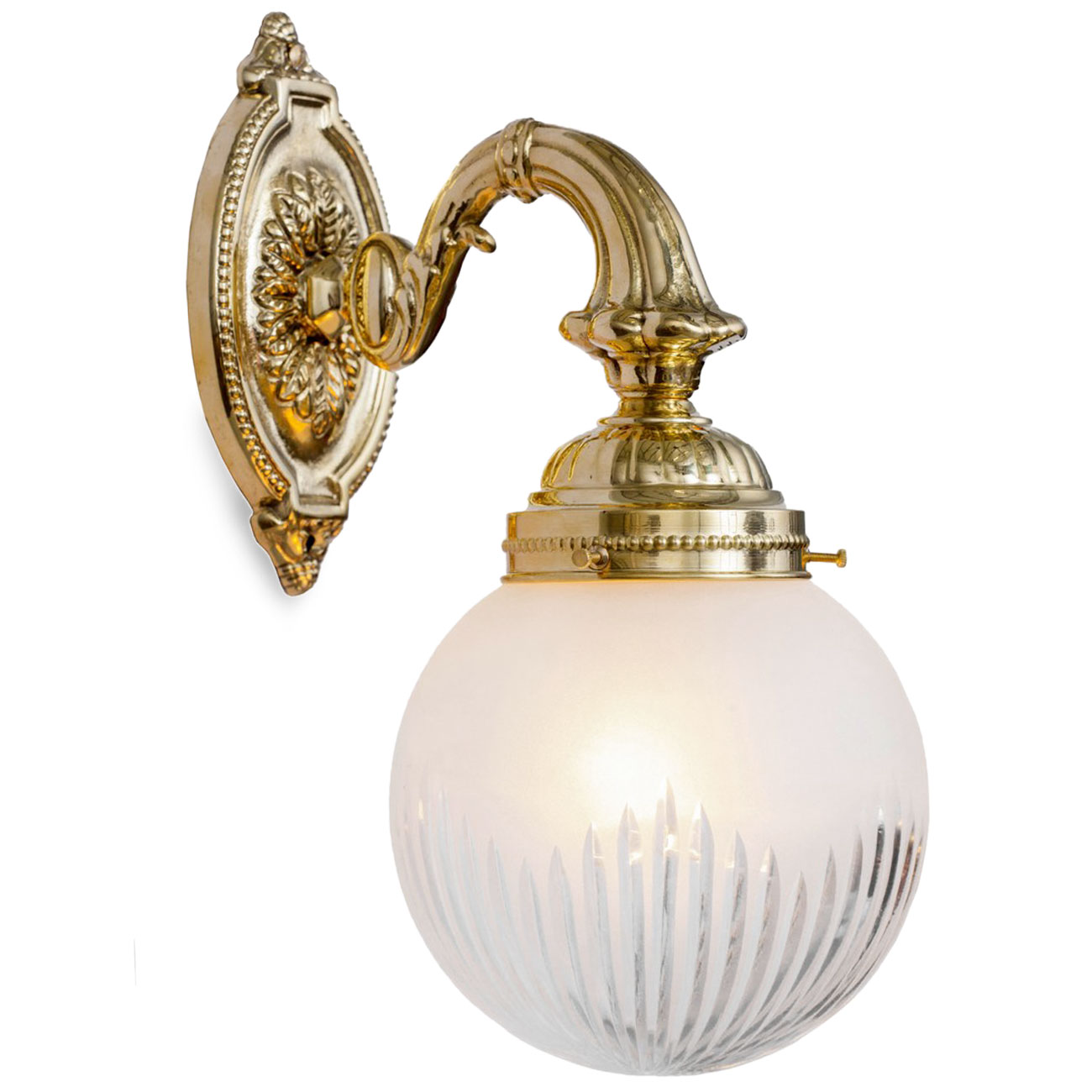 Barock-Wandleuchte mit geschliffener Glaskugel POPPA WLII