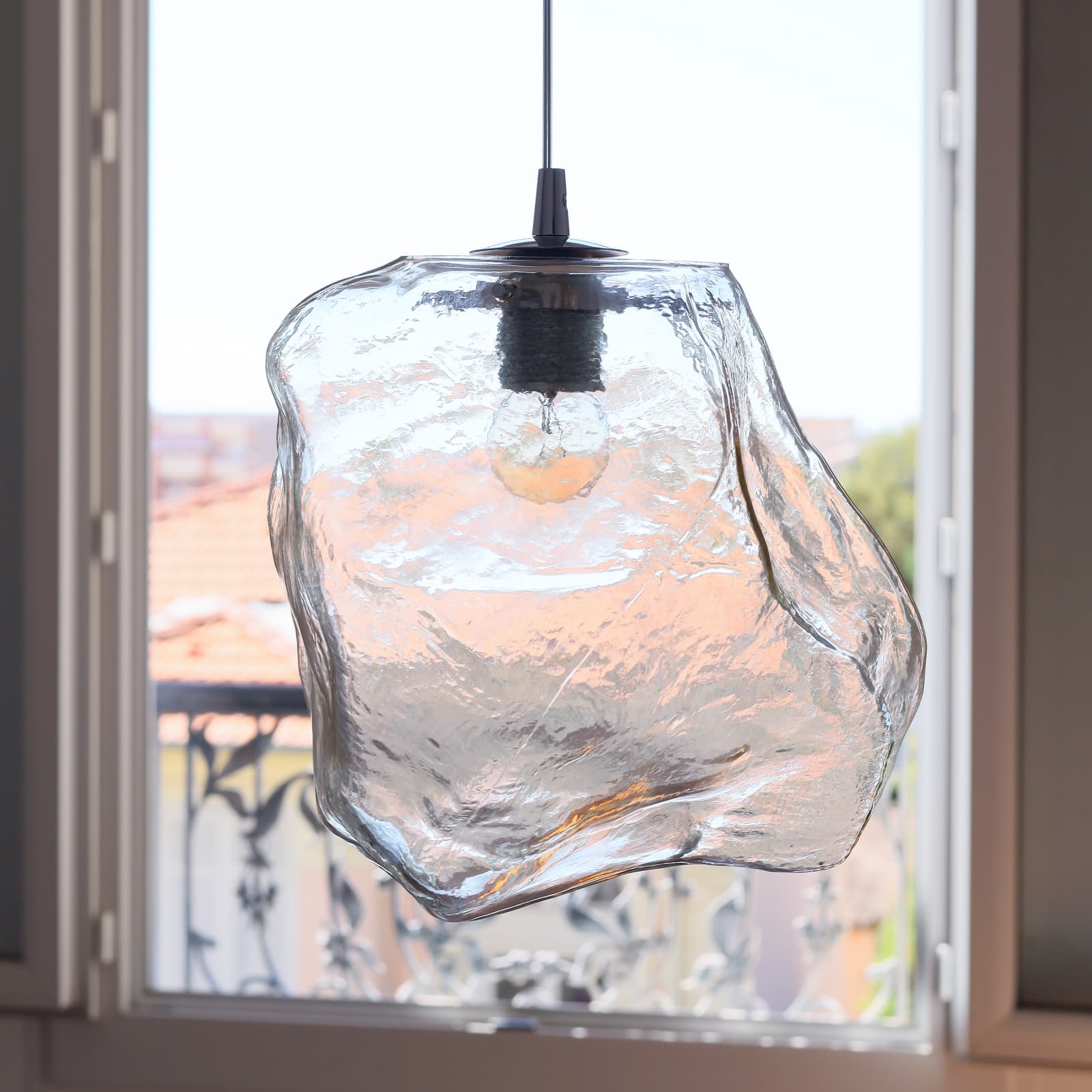 Hängeleuchte QUARTZ mit unregelmäßigem, klarem Glas, Bild 4