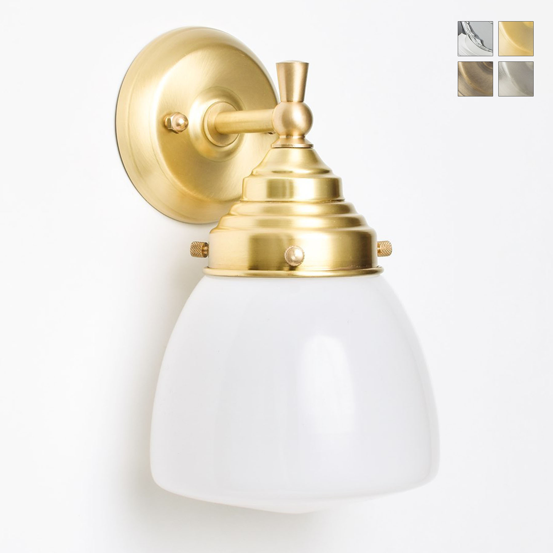 Kleine Art déco-Badezimmer-Wandleuchte mit Opalglas