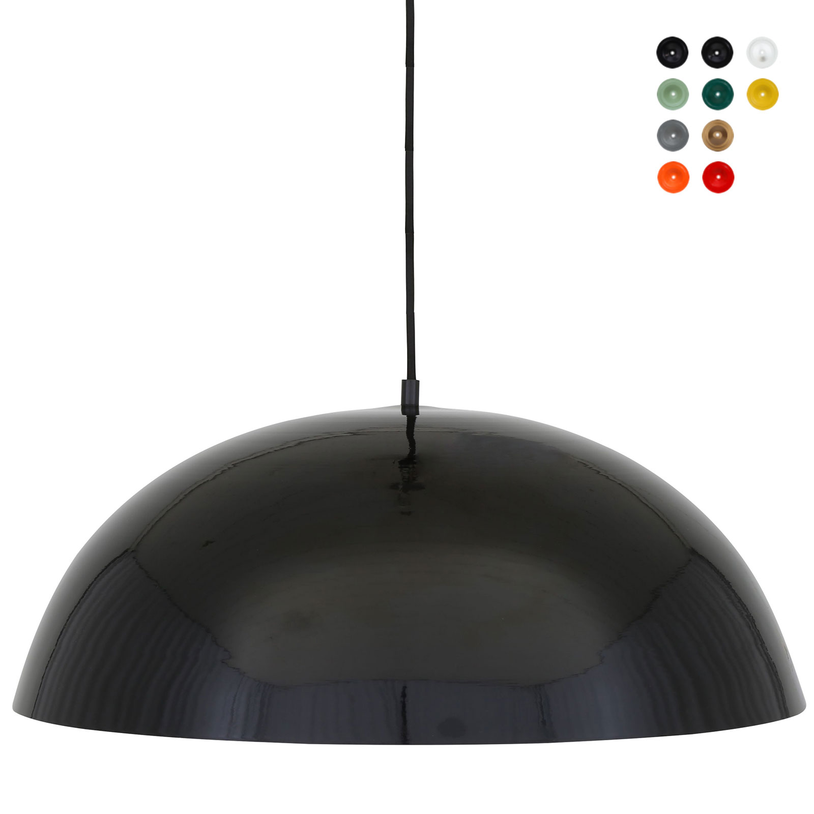 Große, gewölbte Aluminium-Hängelampe, viele Farben, Ø 53 cm