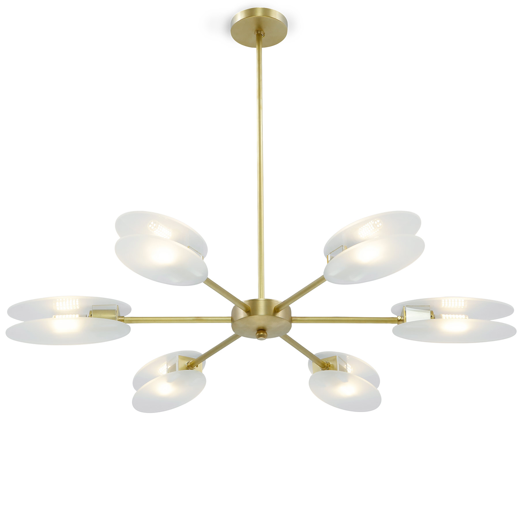 6-armiger Stern-Leuchter im Mid Century Design PRESENCE, Ø 74 cm