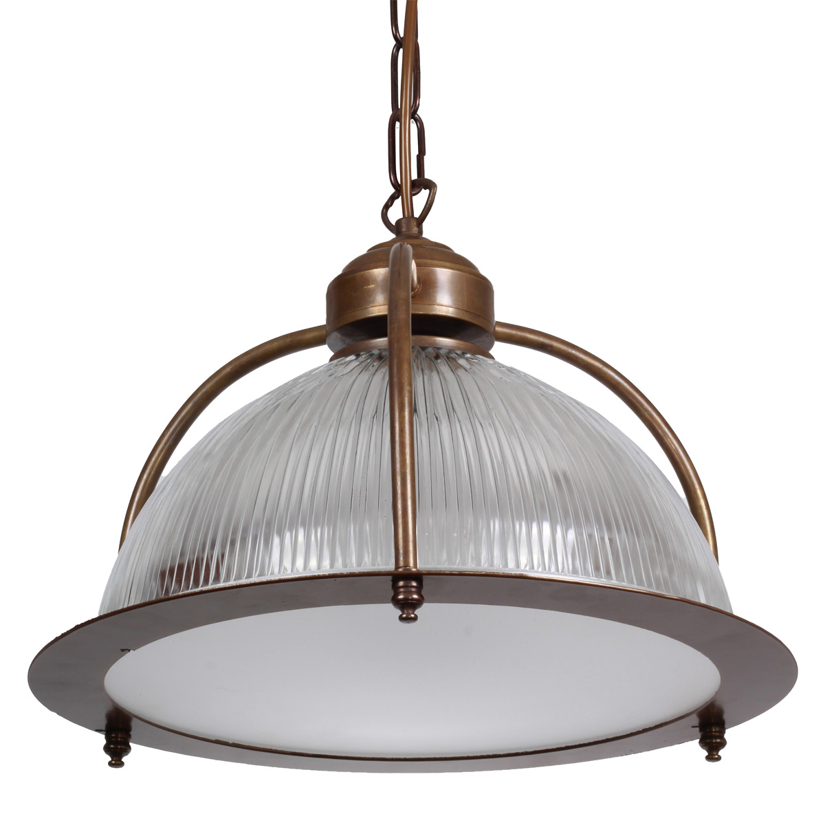 Industrial Suspended Luminaire with Holophane Glass and Diffuser Bottom