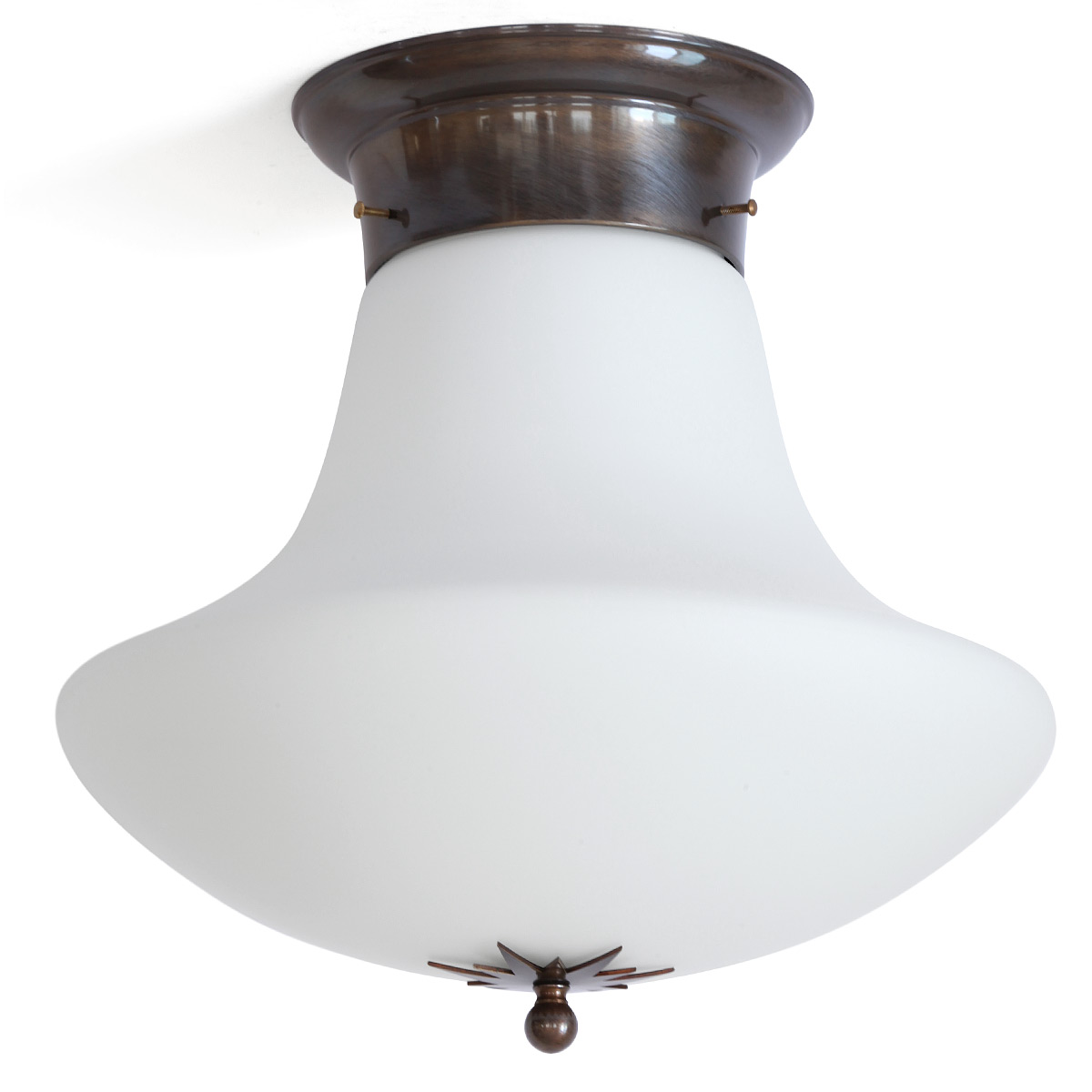 Jugendstil-Deckenleuchte mit matt-opalem Pilz-Glas Ø 25/30/40 cm