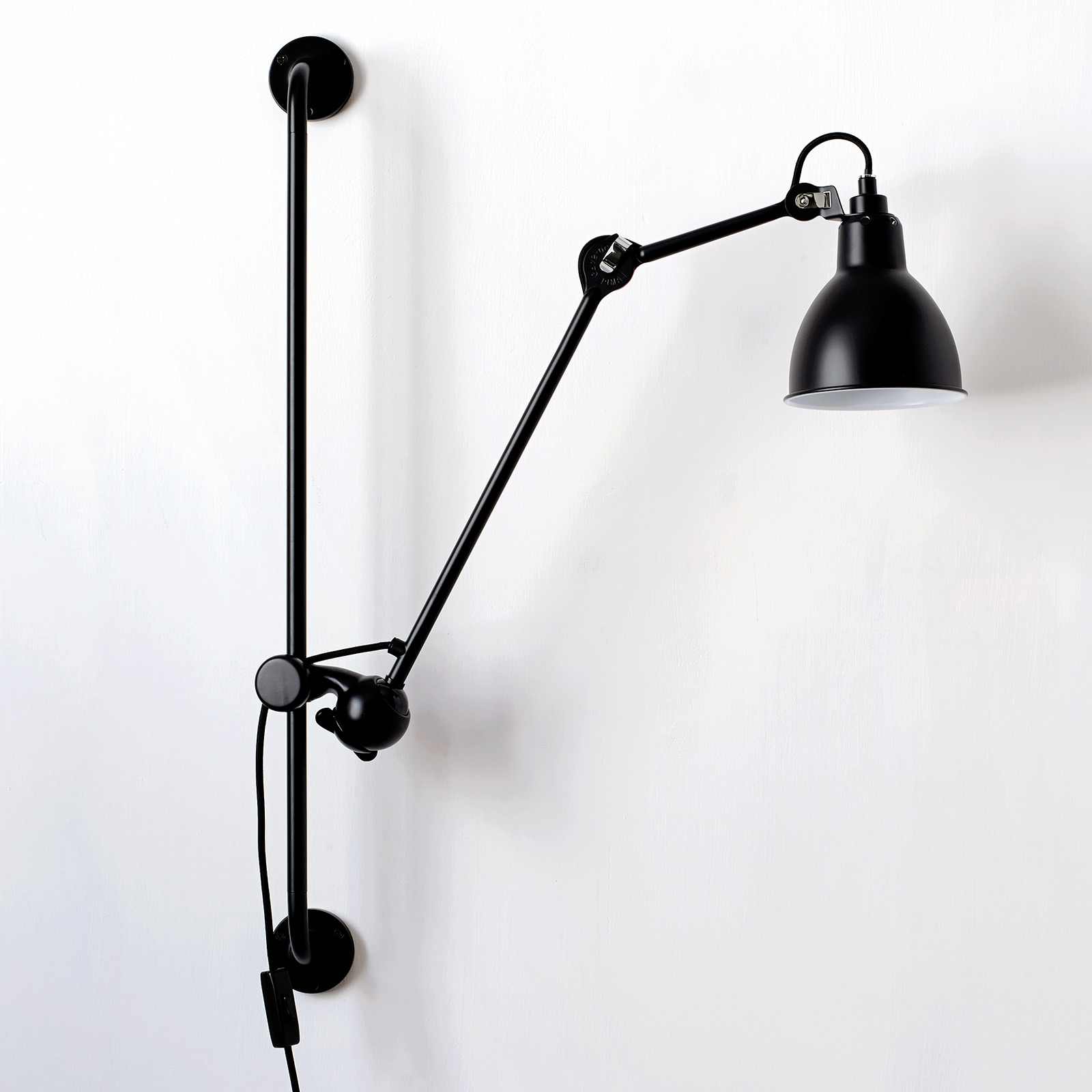 Lampe Gras Schienen-Wandlampe mit Gelenkarm N° 210