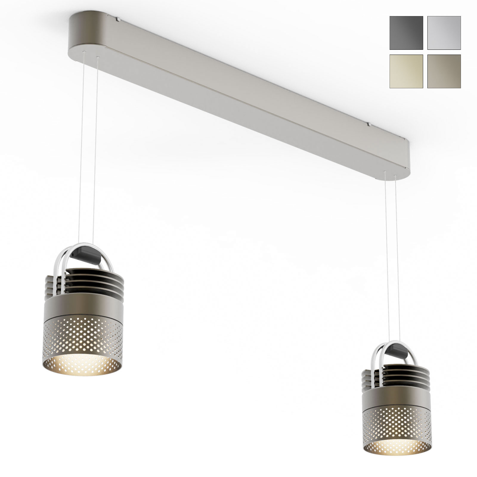 AIRMOD DUO Moderne Doppel-Pendelleuchte, viele Varianten mit Glas oder Lochblende