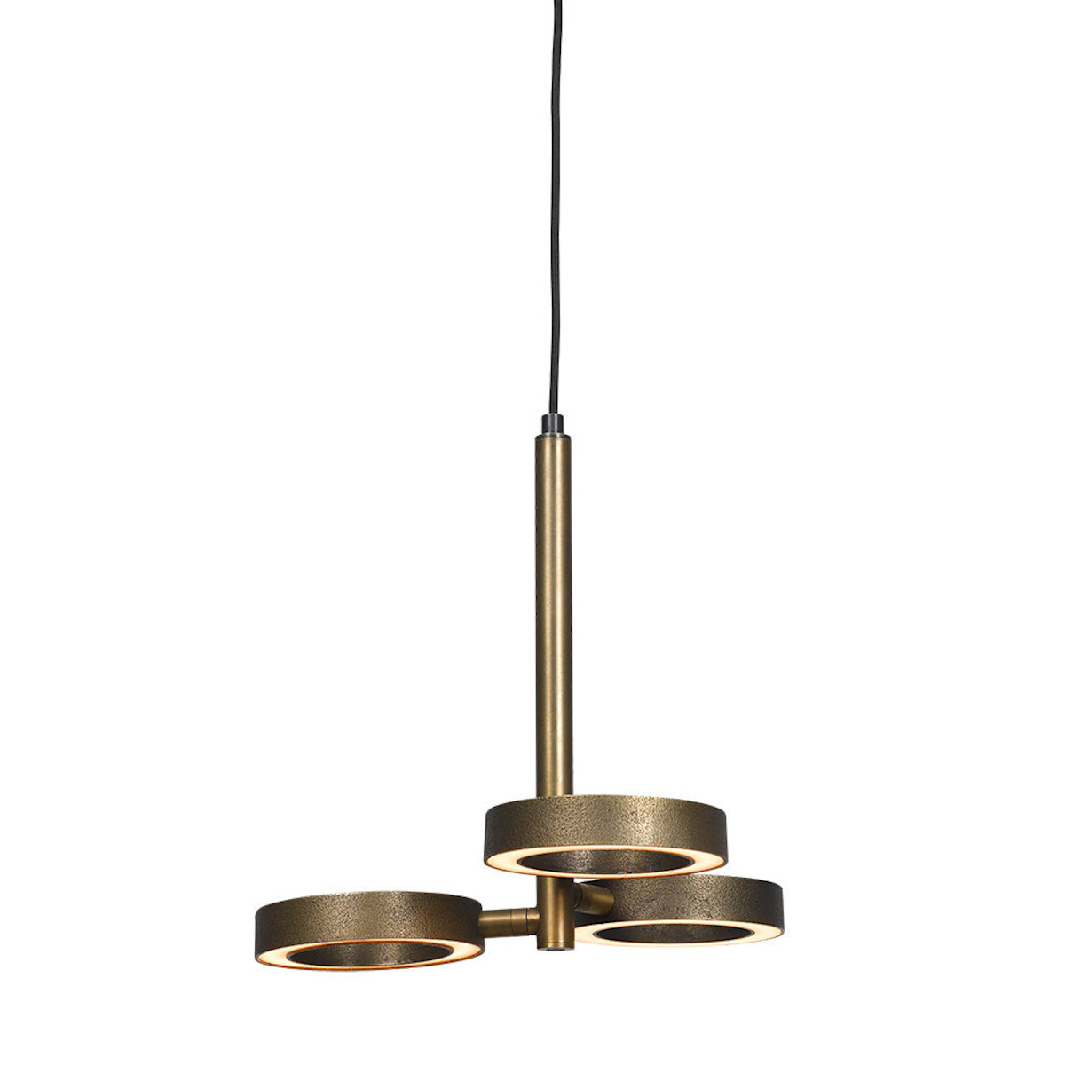 Hängeleuchte ARIO 3 mit drei LED-Ringen in dunkler Messing-Patina