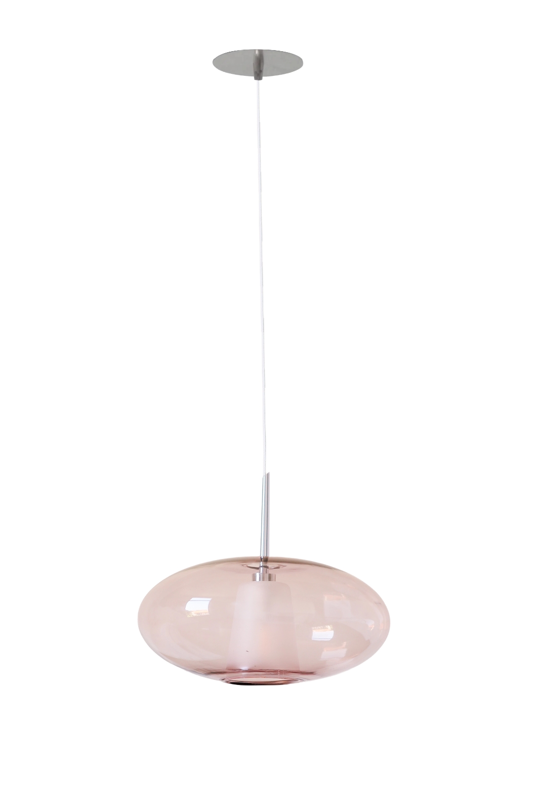 Glas-Pendelleuchte mit rosafarbenem Rauchglas, Bild 7